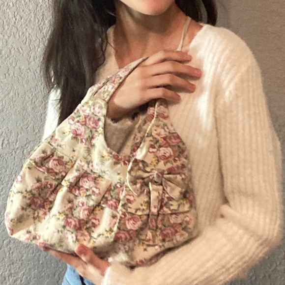 Handbags - Kawaii Rose Pink & Red Tote Hand Bag Purse Bow